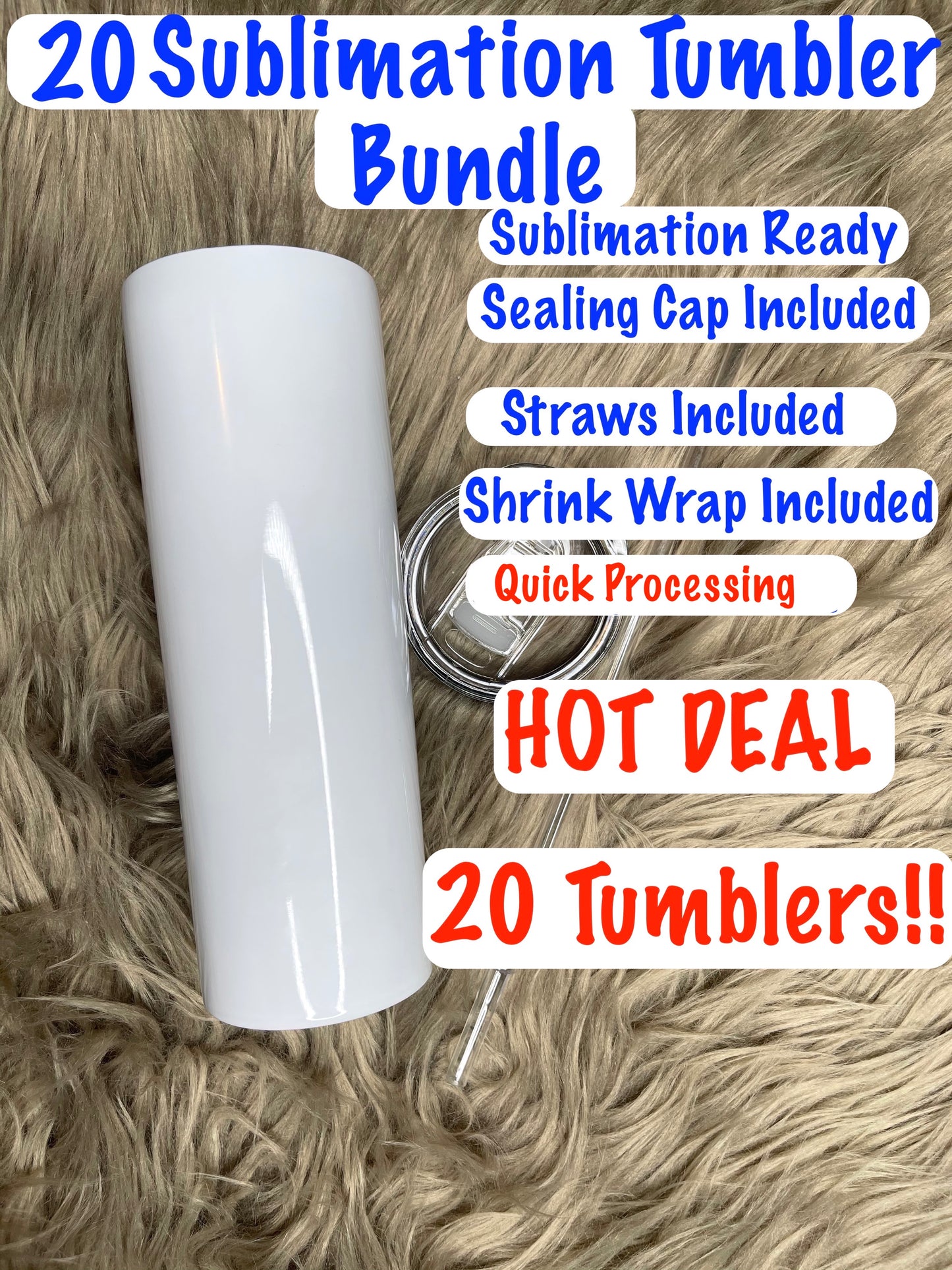 20 Pack of 20 oz Sublimation Tumbler 20 pack of tumblers | Sublimation Blanks Bulk | COMPLETELY STRAIGHT tumblers