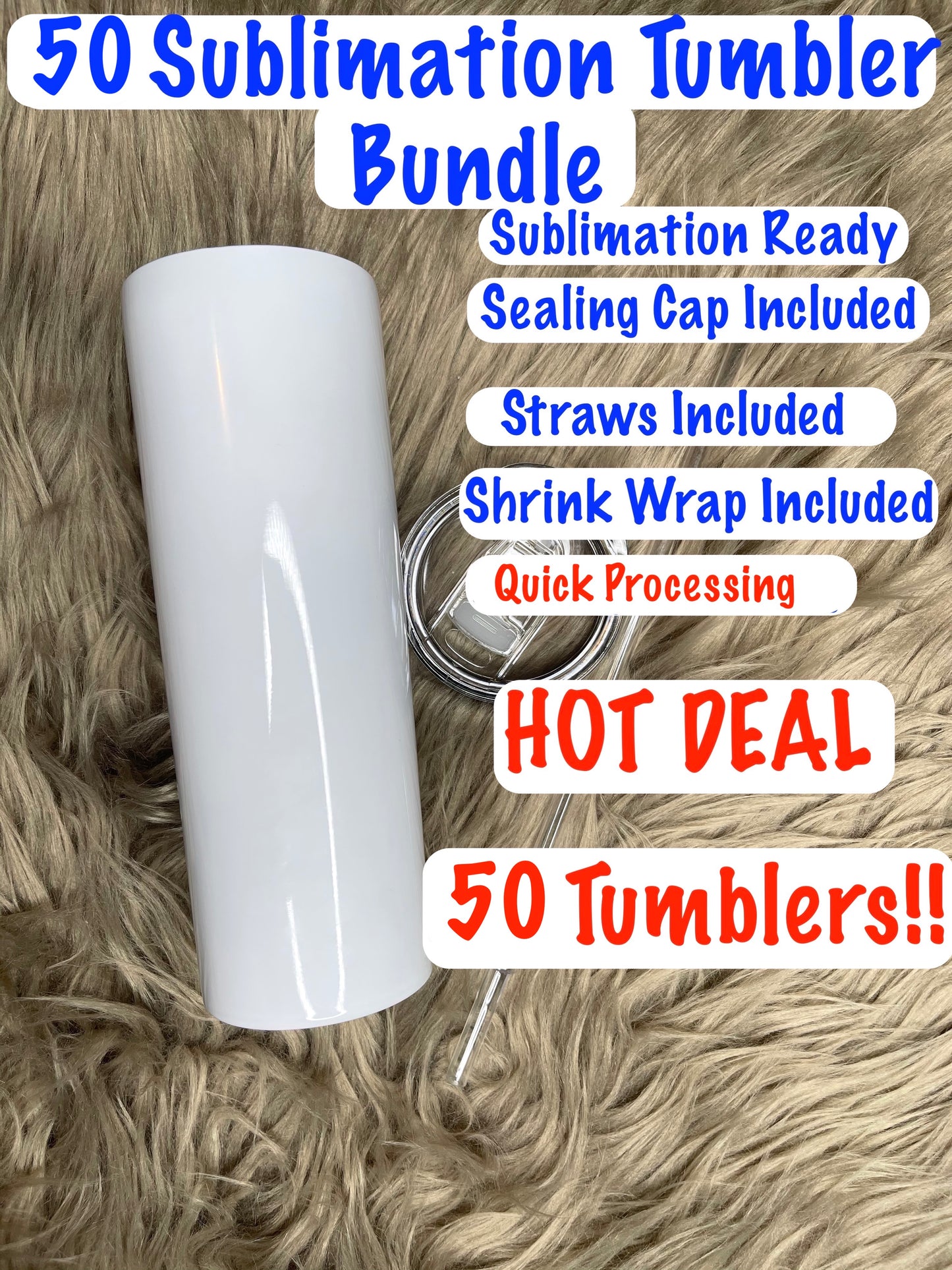 50 Pack of 20 oz Sublimation Tumbler 50 pack of tumblers | Sublimation Blanks Bulk | COMPLETELY STRAIGHT tumblers